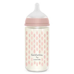 Suavinex Biberon Verre Tétine Symétrique SX Pro Bonhomia Rose - 240 Ml