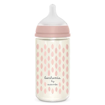 Suavinex Biberon Verre Tétine Symétrique SX Pro Bonhomia Rose - 240 Ml 3 Suavinex Biberon Verre Tétine Symétrique SX Pro Bonhomia Rose - 240 Ml