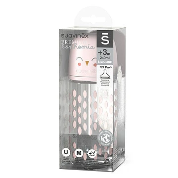 Suavinex Biberon Verre Tétine Symétrique SX Pro Bonhomia Rose - 240 Ml 4 Suavinex Biberon Verre Tétine Symétrique SX Pro Bonhomia Rose - 240 Ml – Image 2