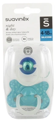 Suavinex 2 Sucettes Night & Day 4 à 18 Mois