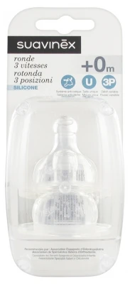 Suavinex 2 Tétines Rondes 3 Vitesses 0 Mois Et +