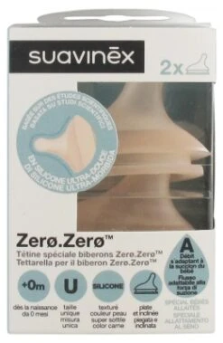 Suavinex Zero.Zero 2 Tétines Débit Spécial Bébés Allaités 0 Mois Et +